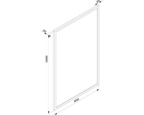 Dessin technique d''un cadre aux dimensions 1000 x 650 x 20 mm
