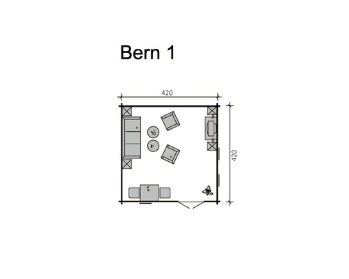 Plan du chalet de jardin Bern 1 avec dimensions