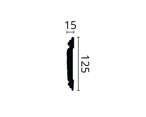 Dimensions d''une moulure décorative: 15 par 125 millimètres