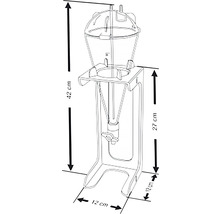 Dessin d''un distributeur doseur mesurant 42 cm de haut, 27 cm de haut et 12 cm de large