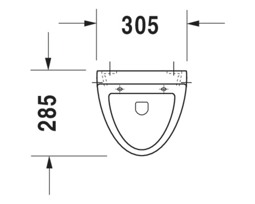 Technische Zeichnung eines Wand-WCs mit den Maßen 305 und 285