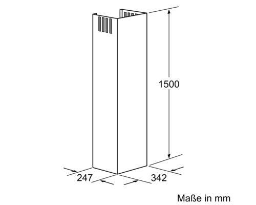 Schéma technique d''une hotte aspirante avec dimensions
