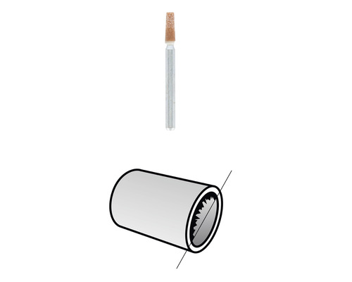 Meule sur tige et coupe-tube schématiques