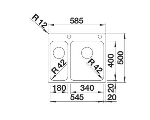 Schéma d''un évier avec dimensions