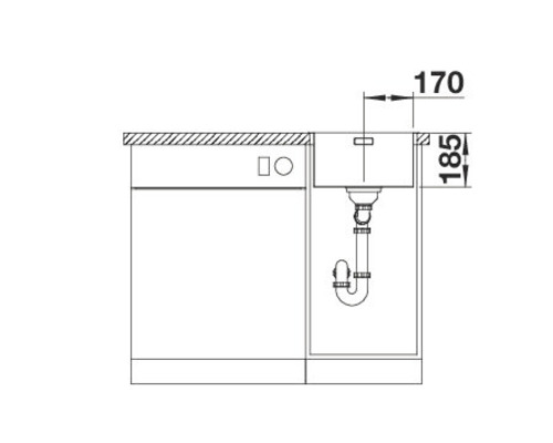 Schéma technique d''un évier avec dimensions.