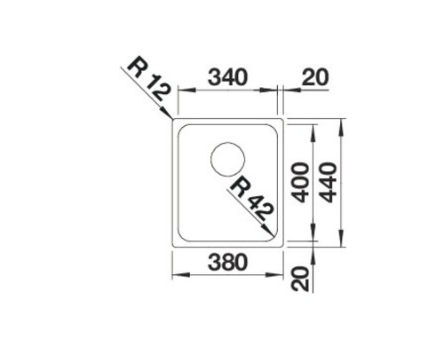 Schéma technique d''un évier avec dimensions