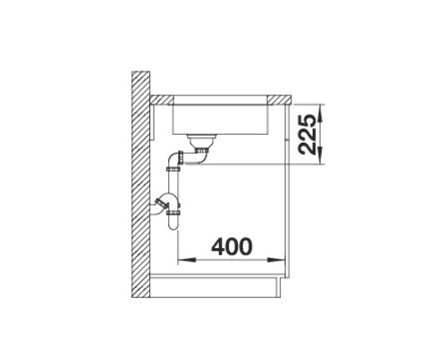 Schéma d''un évier avec des indications de mesure pour l''installation