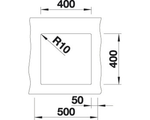Dessin technique avec cotes : 400, R10, 400, 50, 500.