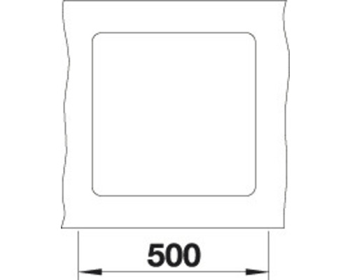Dessin technique d''une découpe carrée d''une largeur de 500 millimètres.