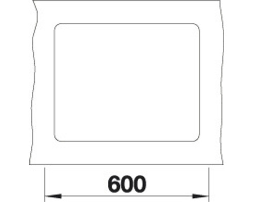 Vue latérale d''une découpe avec indication de dimension 600