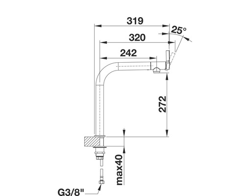 Schéma technique d''un robinet avec dimensions