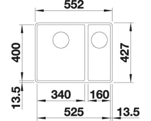 Schéma technique d''un évier avec dimensions