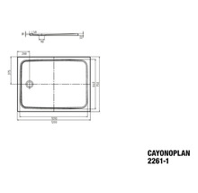 Schéma technique du receveur de douche Cayonoplan avec dimensions