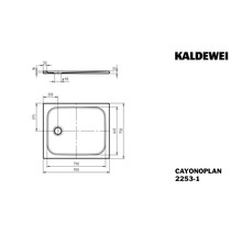 Plan de douche Kaldewei Cayonoplan, dessin technique