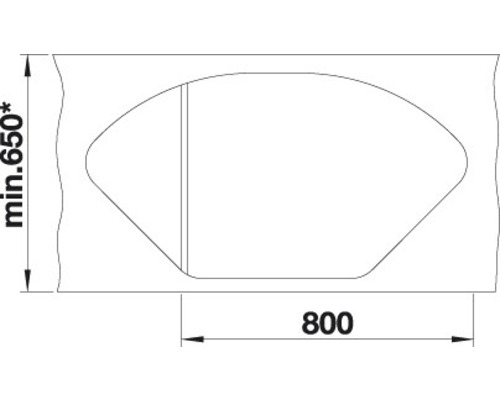 Schéma pour lavabo avec les dimensions 800 et minimum 650