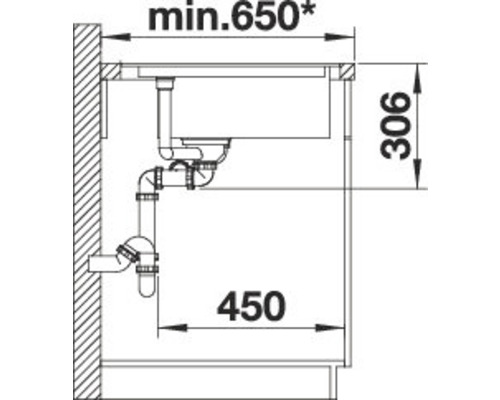 Schéma d''un évier avec des dimensions