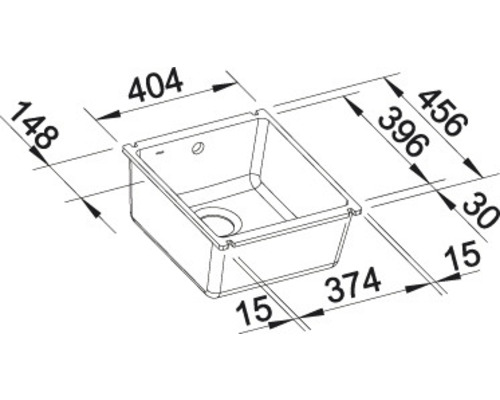 Dessin technique d''un évier de cuisine avec dimensions