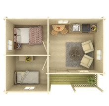 Gartenhaus Palmako Sandra 21,5+3,7 m² inkl. Fussboden, Terrasse und Brüstung 684 x 502 cm natur