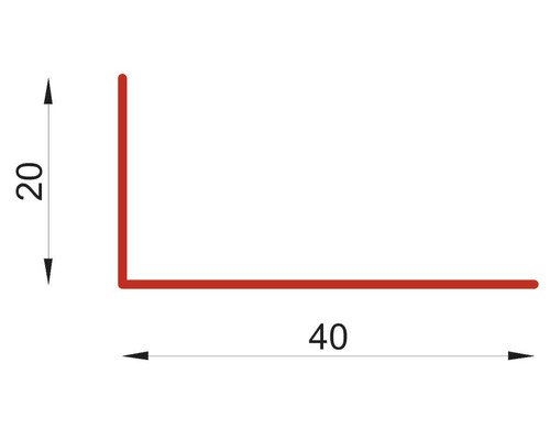 Schéma technique d''un profilé d''angle de dimensions 20 sur 40
