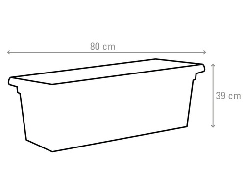 Abbildung eines Pflanzkastens mit den Maßen 80 x 39 cm