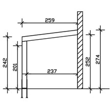 Dessin technique d''une étagère en bois avec indications de dimensions