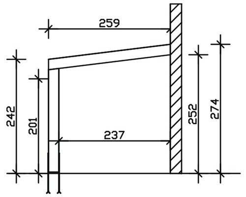 Dessin technique d''une étagère en bois avec indications de dimensions