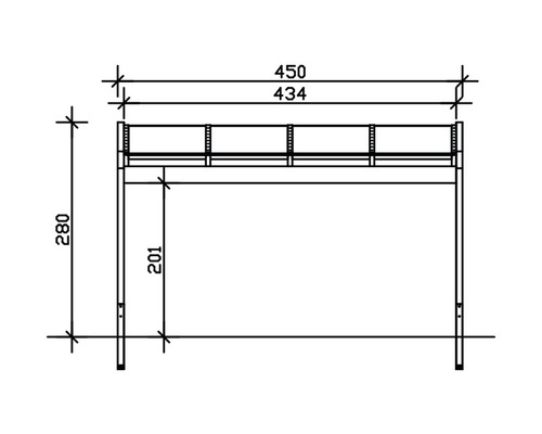 Dessin technique d''une étagère avec indications de dimensions