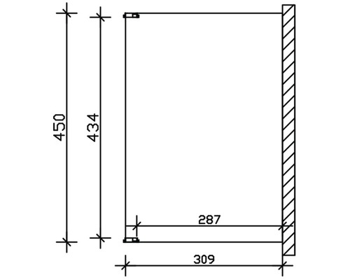 Schéma technique d''une armoire mesurant 450 x 309 x 287 millimètres.