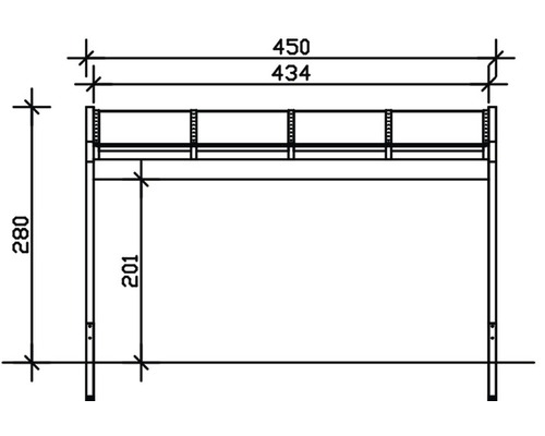 Schéma technique d''un meuble avec dimensions