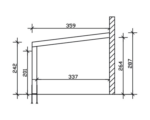 Dessin technique d''un bâti de table murale avec indications de dimensions