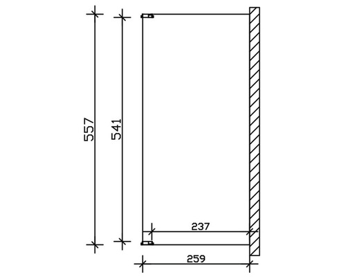 Technische Zeichnung eines Schrankelements mit Maßangaben