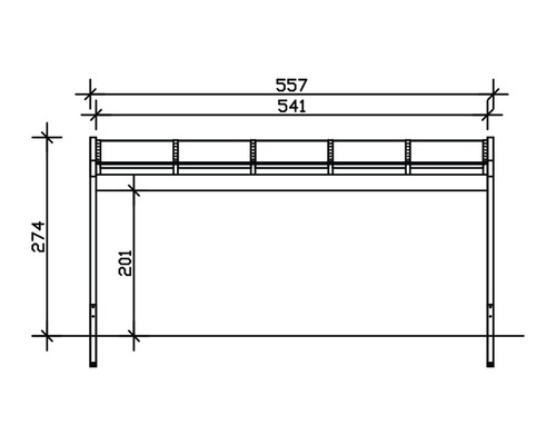 Schéma technique d''un tréteau d''échafaudage avec dimensions.