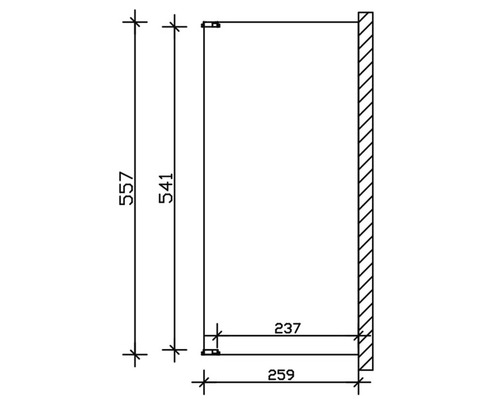 Dessin technique d''une armoire avec les dimensions 557, 541, 259 et 237.