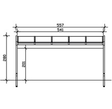 Dessin technique d''une table de travail avec des mesures.