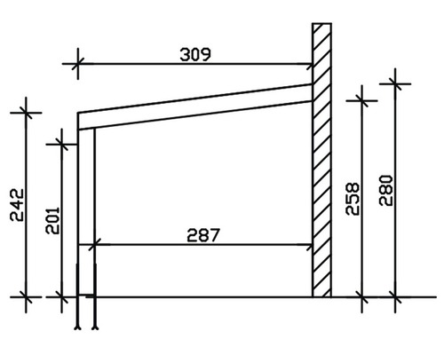 Schéma technique d''un auvent avec des mesures