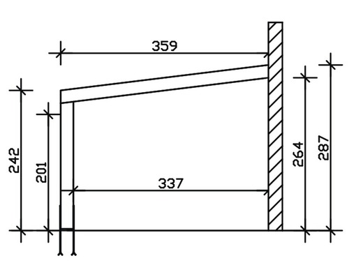 Dessin technique d''un auvent avec dimensions