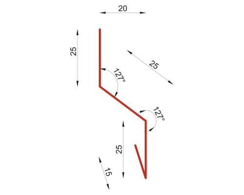 Technische Zeichnung eines Profils mit Maßangaben