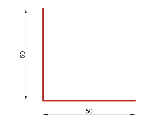 Profilwinkel mit Massangaben 50 x 50 Millimeter