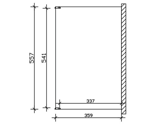 Dessin technique d''une étagère de salle de bain avec dimensions.