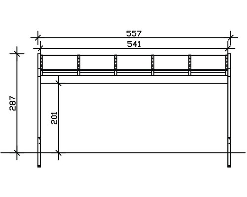 Dessin technique d''une table avec les dimensions 557, 541 et 287