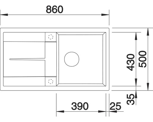 Schéma technique d''un évier avec dimensions
