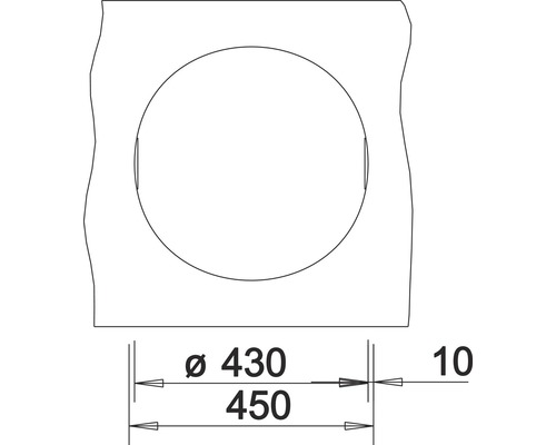Dessin technique avec les dimensions diamètre 430 millimètres et 450 millimètres