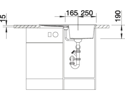 Schéma technique d''un évier avec dimensions