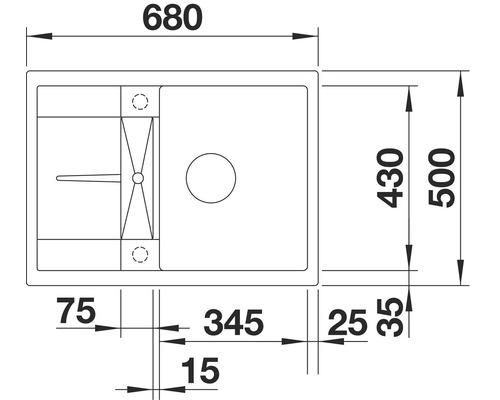 Schéma technique d''un évier avec dimensions
