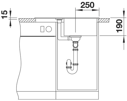 Évier encastrable avec dimensions pour la profondeur, la largeur et la hauteur