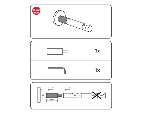 Instructions pour crochet de vestiaire d''un diamètre de 20 millimètres