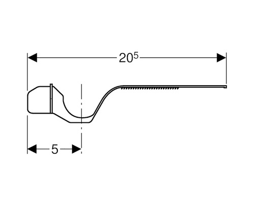 Technische Zeichnung eines Siphons mit Maßangaben