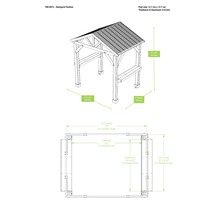 Technische Zeichnung eines Pavillons mit Maßangaben zu Pfosten und Abmessungen.