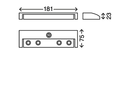 Technische Zeichnung einer Leuchte mit Maßangaben.