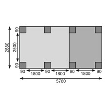Einzelcarport Karibu Eco 2C PVC Platten ohne Beschläge, 268x576 cm kesseldruckimprägniert